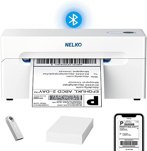Nelko Bluetooth Térmica Impressora de etiqueta de remessa, impressora de etiqueta de remessa sem fio 4x6 para pequenas empresas, suporte Android, iPhone e Windows, amplamente utilizado para , eBay, Shopify, Etsy, USPS
