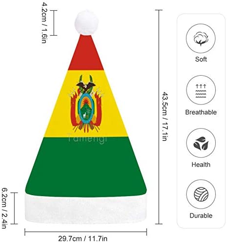 Chapéu de Papai Noel de Natal, bandeira da Bolívia chapéu de férias de natal para adultos, UNissex Comfort Christmas