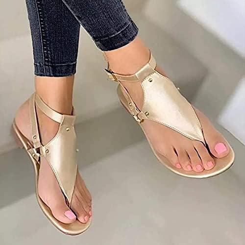 Sandálias de USyfakgh para mulheres sandálias de chinelos elegantes para mulheres sandálias planas de mulheres sandálias