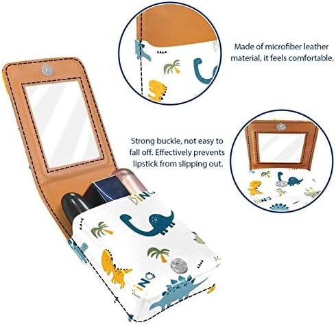 Caixa de batom oryuekan com espelho bolsa de maquiagem portátil fofa bolsa cosmética, padrão de coco de cartons de dinossauro padrão