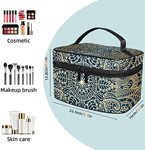 Bolsas de maquiagem portáteis de padrão de maquiagem de padrão floral de ouro