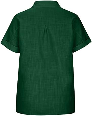 Camisa damas de manga curta 2023 algodão de linho De profundidade v altura de gola alta