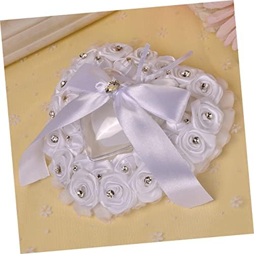 ABAODAM 3PCS Jóias de casamento Jóias brancas Anel de anel de anel de anel branco Anel de almofada Caixa de noivado