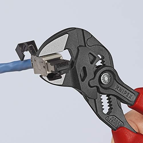 Knipex Pliers Clean Pleers e uma chave inglesa em uma única ferramenta cinza atribuído, com garras com vários componentes