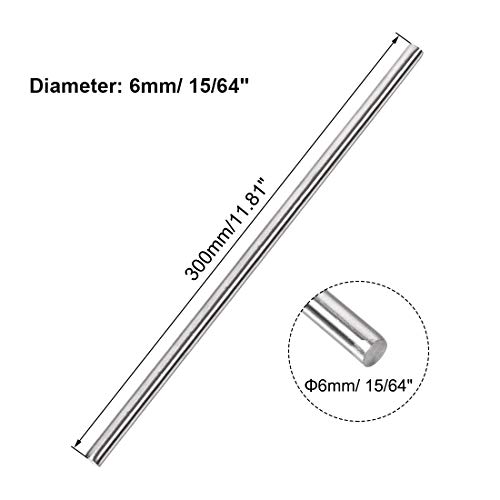 AwClub 6mm x 300mm 304 Aço inoxidável Solid Sold Rod Banche Stock CK para Artesanato de DIY Avião de helicóptero de carro -