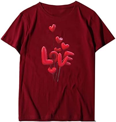 Camiseta do Dia dos Namorados Mulheres PLUSTRAS TAMANHAS AMOR AMOR CORAÇÃO TOPS UNISSISEX Casual Casual Crewases Camisetas