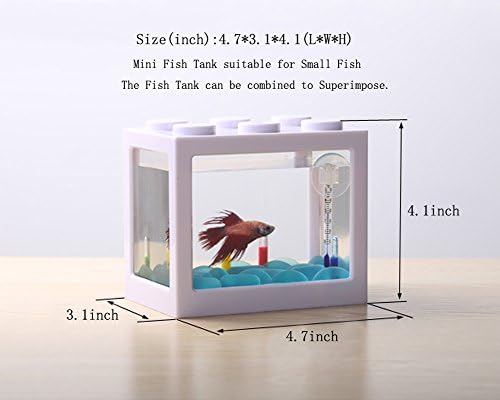 Omem mini tanque de peixes USB, mesa de peixe led de paisagem de mesa, kit de aquário, blocos de construção sobrepostos em tanques