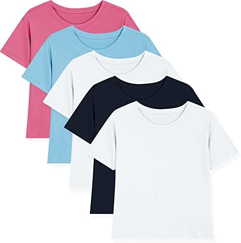 Meninas de manga curta camisetas T Crew de gola seca Tops ativos de desempenho atlético macio camisetas