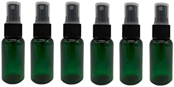 Fazendas naturais 1 oz Green Boston BPA Garrafas grátis - 6 pacote de contêineres de reabastecimento vazios - óleos essenciais - Cabelo - Produtos de limpeza - Aromaterapia | Pulverizadores de névoa preta fina - feitos nos EUA