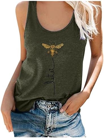 NiHewoo Tops sem mangas para mulheres de verão impressão de abelhas T blusas de grande tamanho de coletes de entretenimento.