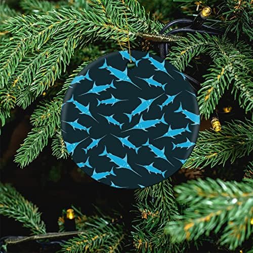 Chaótico peixe -espada Oceano Animal fofo engraçado Rodada de Natal Cerâmica de Natal porcelana Ornamentos de porcelana Decorações
