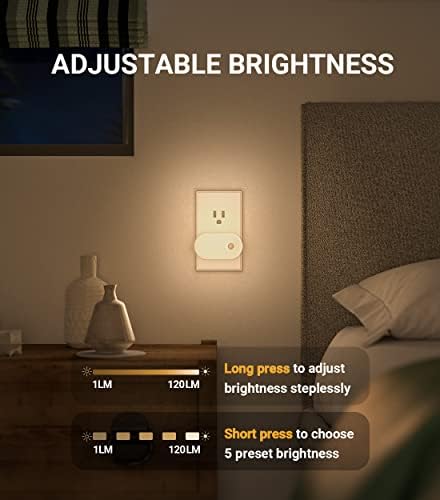 Lyridz Motion Sensor Night Light, Superior Bright 1-120lm plug-in Nightlight Mini Smart Warm White LED Light com brilho ajustável