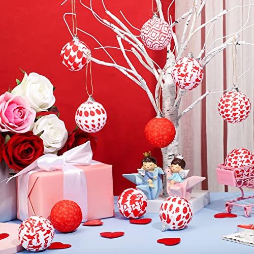 12 peças Bola do dia dos namorados Ornamentos dos namorados para tecidos de árvore embrulhada bola amor coração rosa beijo de