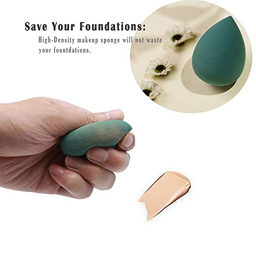 4 PCs Maquiagem esponja a beleza Sponge Soft Blender Sponge Foundation para líquido, creme, pó, verde colorido, sem látex e vegan