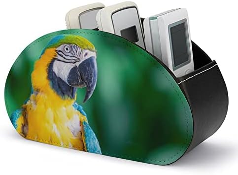 Macaw Parrot Leather Control Remote Control Ditlante Caddy de armazenamento Caddy Organizador de desktop com 5 compartimentos para