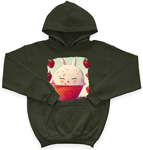 Hoodie de lã de esponja colorido para crianças - capuz para crianças de morango - capuz gráfico para crianças