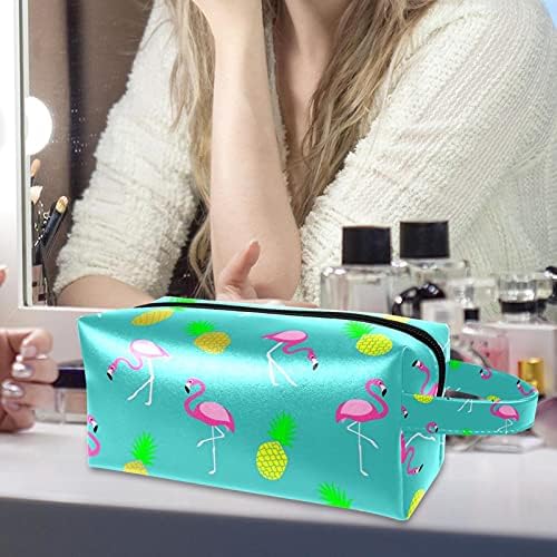Leveis Flamingo Pineapple Microfiber Leather Saco de maquiagem Bolsa de viagens à prova d'água Bolsa cosmética portátil Bolsa