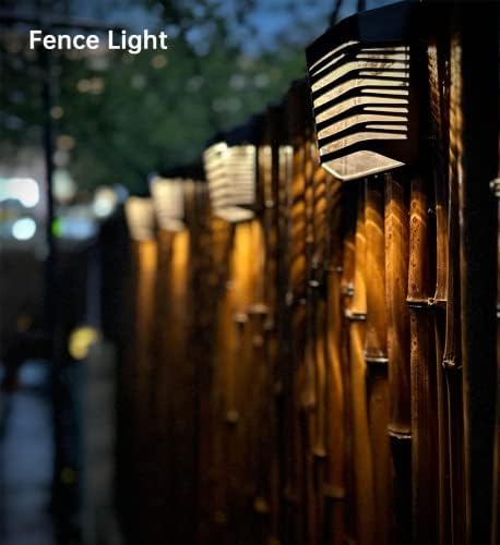 Fatysuby Solar Fence Lights Outdoor, Luzes solares LED Luzes de deck IP54 Decoração branca quente à prova d'água Luzes