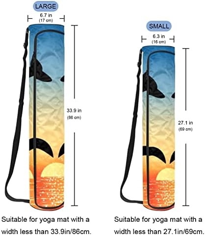 Bolsa de tapete de ioga ratgdn, golfinhos com palmeiras Exercício de ioga transportadora de tape