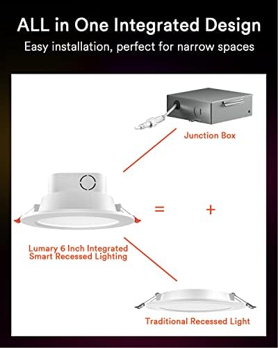 Iluminação inteligente integrada de lumary Integração de 6 polegadas Black Smart Iluminação embutida de 6 polegadas