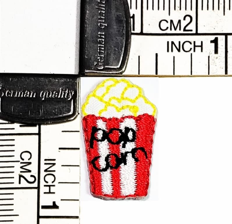 Kleenplus 2pcs. Mini pipoca bordada ferro bordado em costura em patch artes alimentos alimentos de desenho animado adesivos para roupas de calça jeans de traje as mochilas de jeans