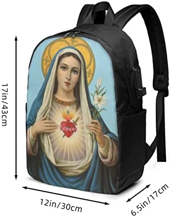 Kadeux Virgin Mary Mary Laptop Mochilas Backpacks Backpack de viagem com porta de computador de carregamento USB Bolsa