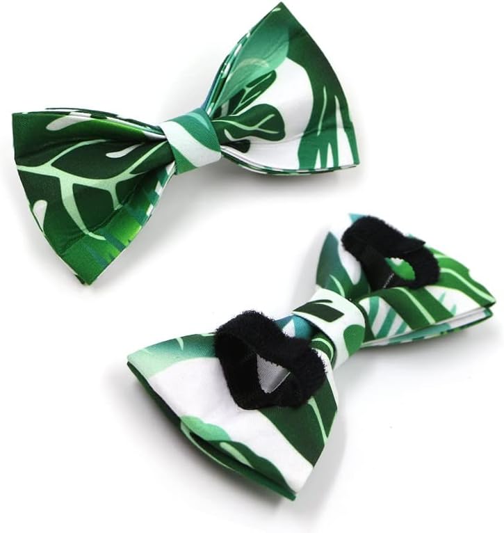 WZHSDKL CLAR DE DOG COM NOME GREEN Folhas verdes impressão de colarinho elegante e coleira de coleira com gravata borboleta