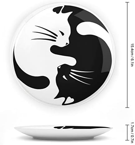 Yin Yang Lucky Cat Design Vintage Placa de decoração China com stand placa decorativa redonda Home Wobble-Plate