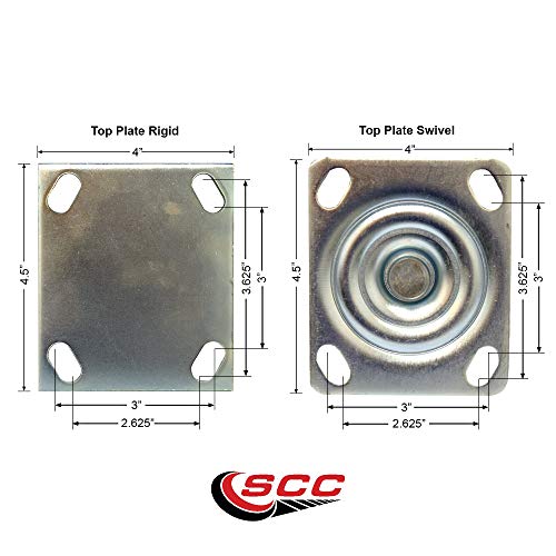 Conjunto de rodízio pneumático de 6 de 4-2 giratório/2 rígido - roda de borracha preta - 1.200 libras. Capacidade - Marca