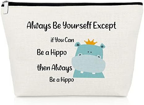 Presentes inspirados para mulheres Meninas Hippo Amante Bag de maquiagem Função de hipopótamos engraçado para a filha