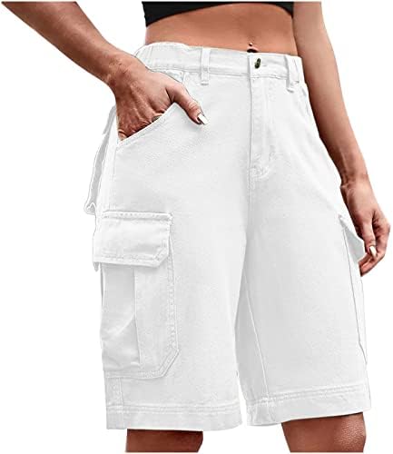 Shorts de carga para mulheres pacote de pacote de verão praia shorts de cor sólida bermudas shorts de férias de cordas