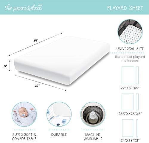The Peanutshell Mini Crib Sheet Set - 3 pacote - Multryuse for Pack n Play, Playard, Playpen, Mini Crib - Boho Rainbow
