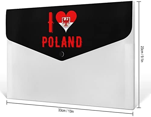 Eu amo a Polônia A4 pastas 6 bolsos Organizador de arquivos de acordeão Pasta de documentos à prova d'água
