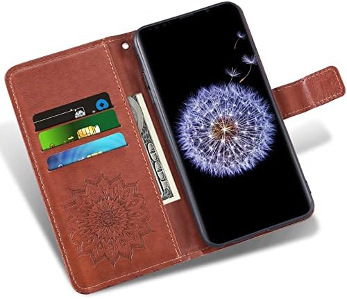 Caixa de telefone para Samsung Galaxy S9 Plus Casos de carteira com telha de vidro temperado protetor de couro Magnético portador