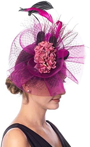 Lucky Leaf Girl Lady Hat de Lady Headwear Organza Church Clip Feather Fascinators Hat Hat Wedding Party Kentucky Derby Cap for Women