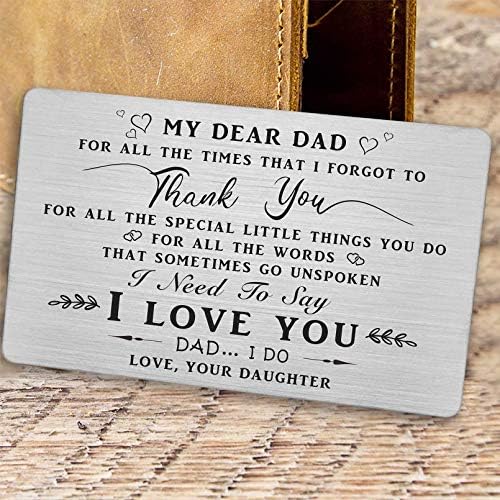 Papai Presente Cartão da filha Única, pai do presente da noiva da filha, obrigado pai, Cartão engraçado para papai