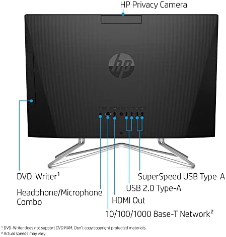 HP mais recente computador de mesa do FHD IPS de 22 polegadas IPS 2022, AMD AMD ATHLON Silver 3150U, 20 GB DDR4 RAM, 512 GB SSD, DVD-RW,