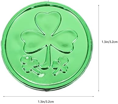 Toyvian 100pcs St. Patricks Day Plástico Shamrock Moeda Clover Green Good Luck Coin for Irish St. Patricks Day Tabel Decor