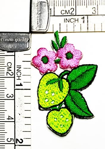 Kleenplus 3pcs. Mini Green Strawberry Fruit Cartoon Patch Patch Morangos bordados Flores de ferro rosa Ferro no crachá costura em roupas
