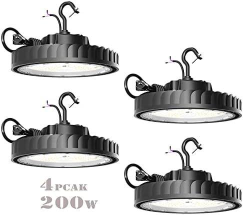 OVUL OVUL LED High Bay Light 200W 4pack 30.000lm High Bay LED LUZES 5000K 0-10V Dimmable for Shop Warehouse Factory Garage