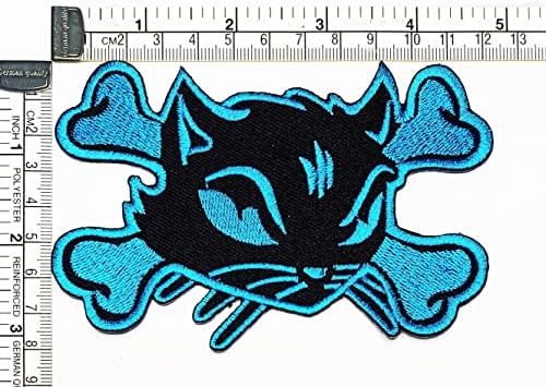 Kleenplus Cat Halloween Blue Patch Crafts Artes Reparo Reparo Crânio e Cross Osbone