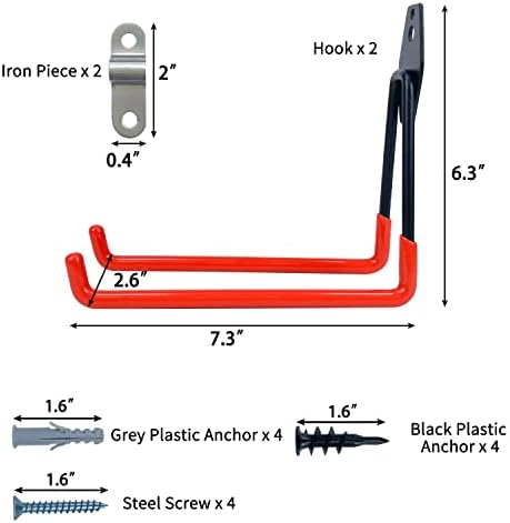 Ganchos de garagem sutekus ganchos de cabide de armazenamento de garagem pesada com ganchos de revestimento anti-deslizamento u para