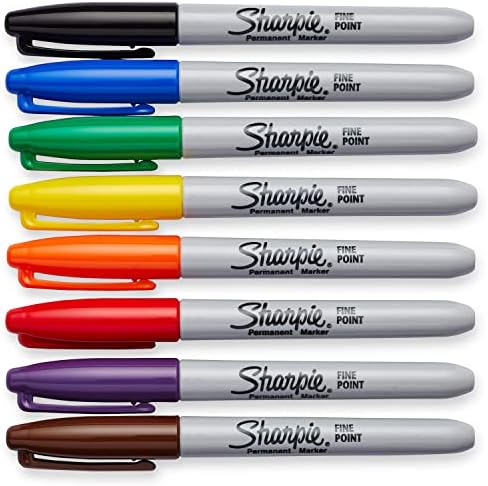Marcadores permanentes de Sharpie, ponto fino, 8 pacote, cores variadas