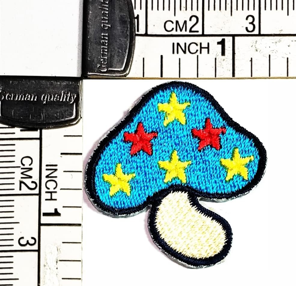 Kleenplus mini azul cogumelo artesanato artes de costura reparo de cogumelos estrelas de desenho animado ferro bordado em costura