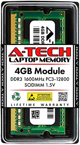A-Tech 4 GB RAM Substituição para HP 641369-001 | DDR3 1600MHz PC3-12800 1,5V Módulo de memória SODIMM 204-PIN