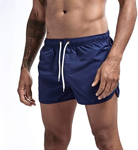 Treino de ginástica masculino shorts seco de ajuste seco masculino de cor sólida respirável