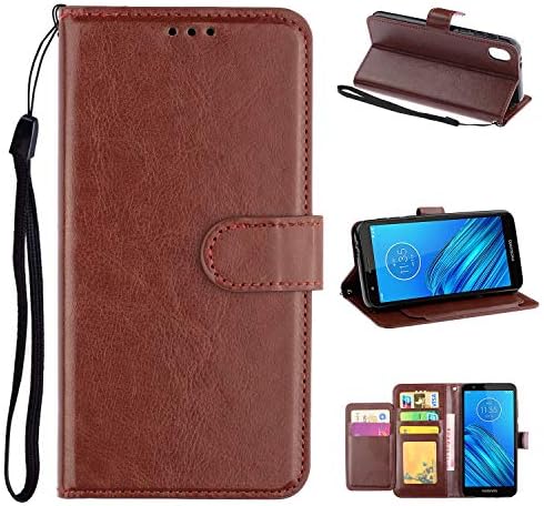 Compatível para a caixa Motorola Moto E6, Moda PU Couro Flip Folio Magnetic Cartet Caso com slots de cartão e porta -bolso