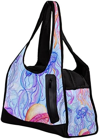 Aquarelas Águas de água -viva Viagem Duffel Bag Sports Gym Bag Weekend Tote Saco de Tote para Homens para Mulheres