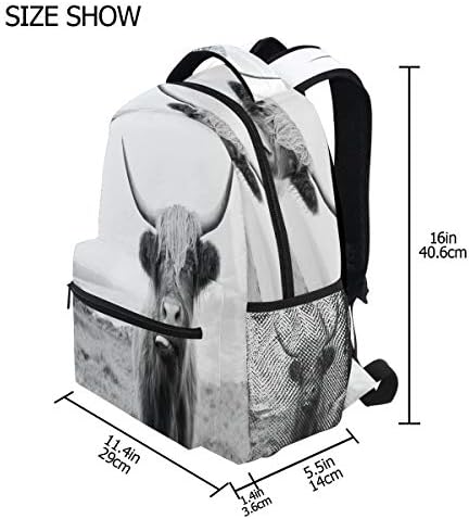 Blueangle Funny Funny Scottish Highland Cow Print Backpack para o bookbag resistente à água