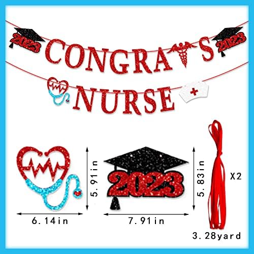 Banner de graduação da semana de enfermagem para enfermagem Decorações de mesa de enfermagem, turma de 2023 enfermeiras